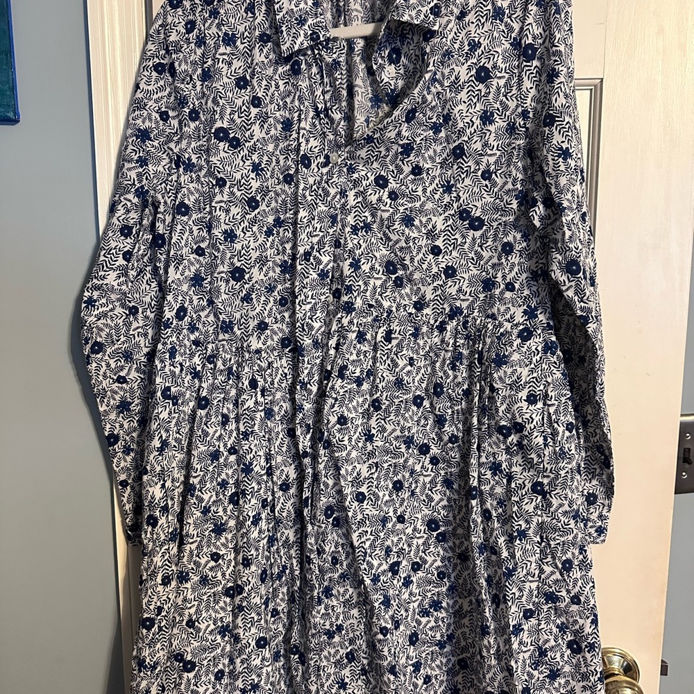 J. Crew Factory Blue and White Floral Dress